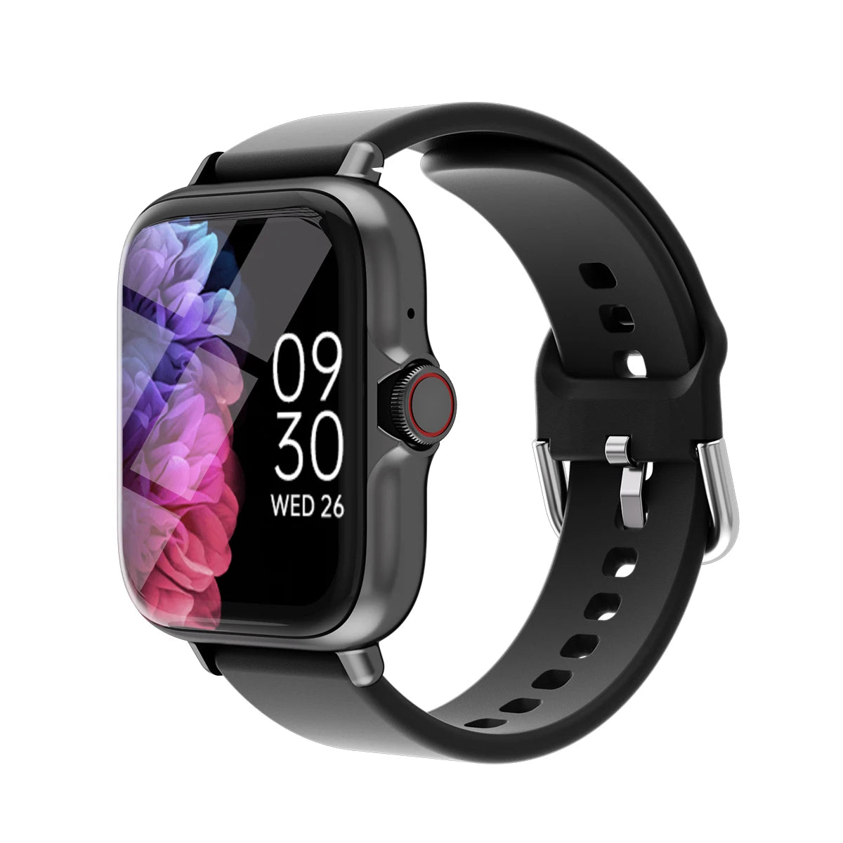 The 1.83-inch HD screen smartwatch shown in a sleek black color.