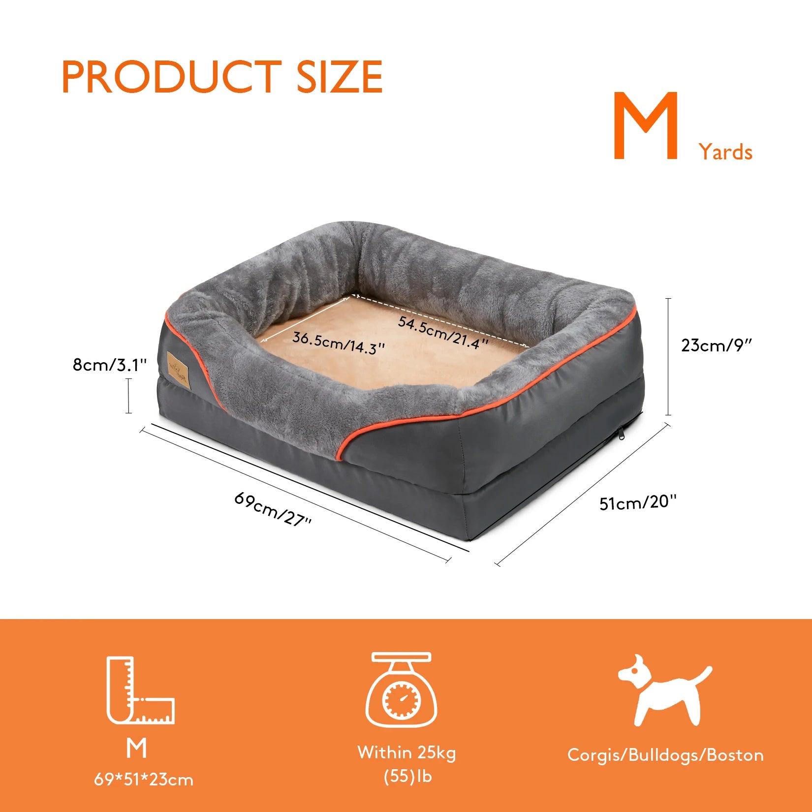 Orthopaedic Dog Bed with Bolsters – Washable & Waterproof Base