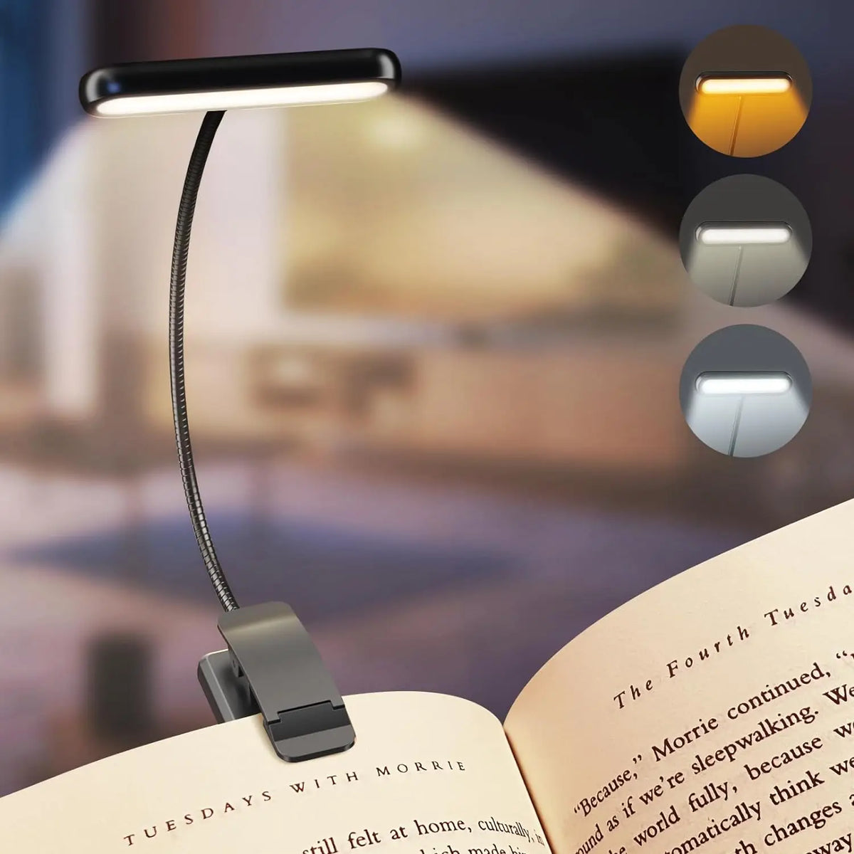 USB Rechargeable Book Light – 14 LEDs Clip-On