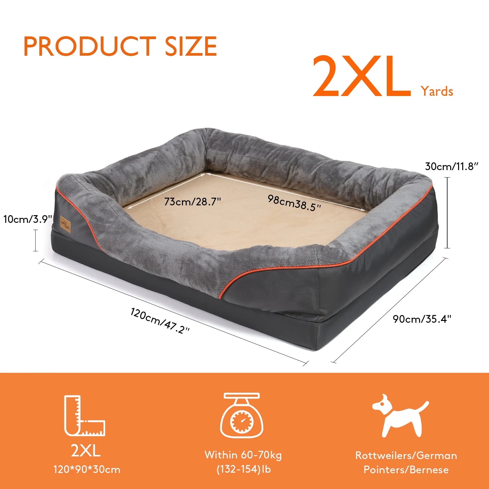 Orthopaedic Dog Bed with Bolsters – Washable & Waterproof Base