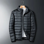 The ArcticWave men's lightweight down jacket shown in a classic black color.