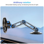 An infographic demonstrating the arbitrary rotation of the magnetic phone mount, with 360-degree and 180-degree adjustment points.