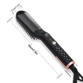 An image showing the dimensions of the beard straightener brush, which is 20cm long.