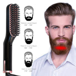 An infographic guide for the beard straightener, showing recommended temperature ranges for medium, thick, and hard-to-style beards.
