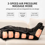 An infographic detailing the 3-speed air pressure massage modes: high (strong), mid (soothing), and low (gentle).