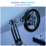 A close-up of the phone holder, emphasizing its durable and anti-oxidation aviation alloy material.