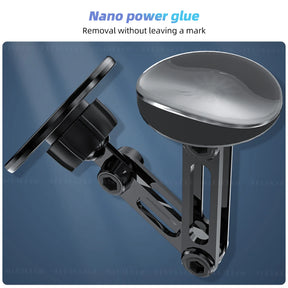 An image showing the base of the phone holder, highlighting the nano power glue that allows for removal without leaving a mark.