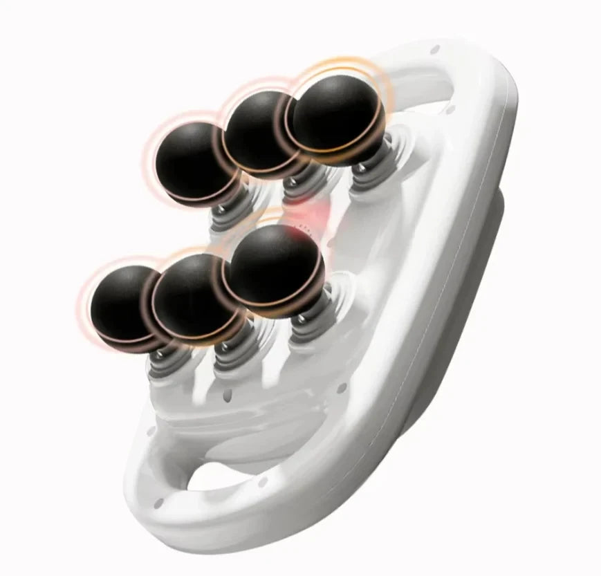 The portable 6-head electric massager shown in a clean white color.